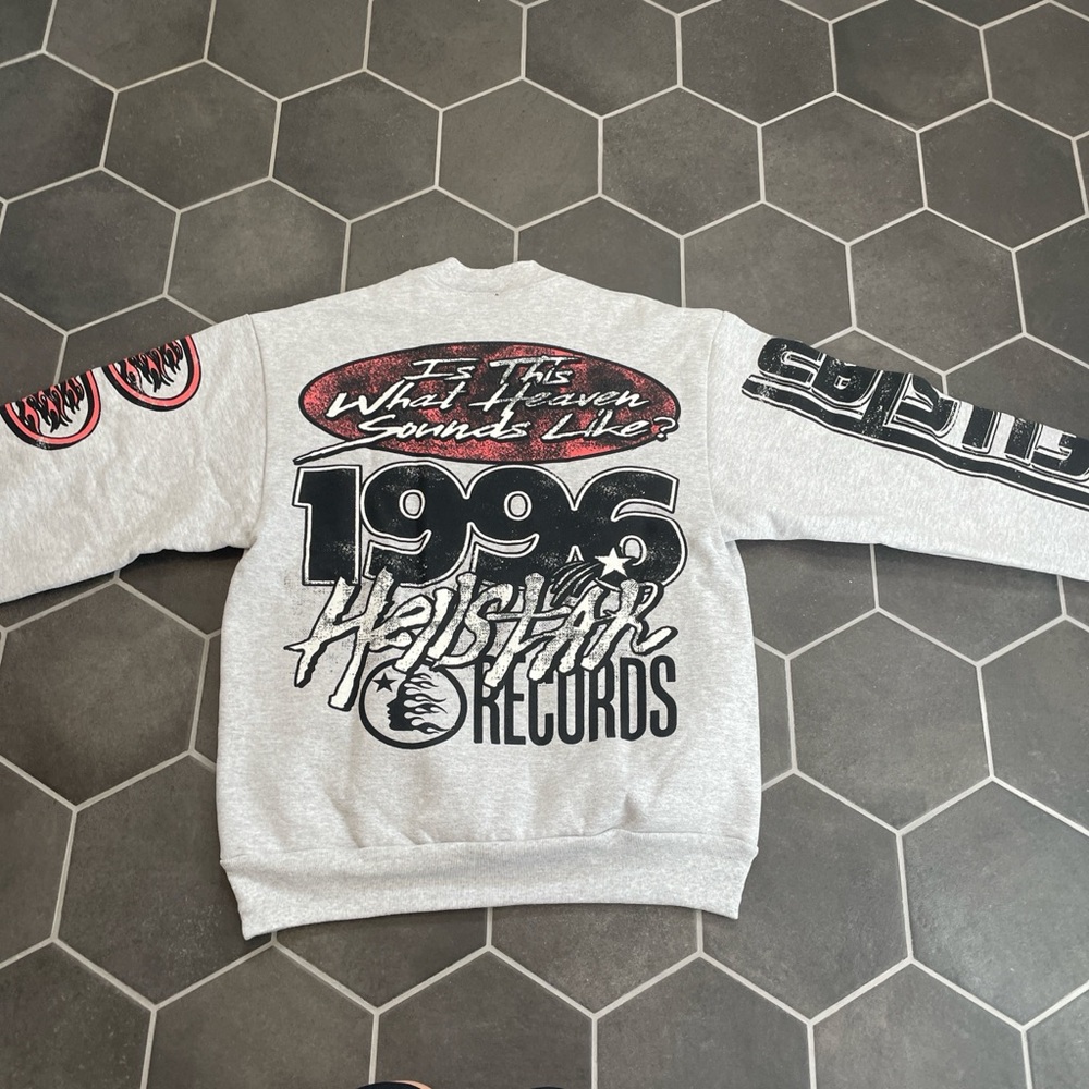 Gray Graphic Print Crewneck Sweater